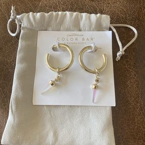 NWT Kendra Scott color bar gold hoops with charms